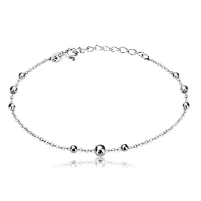 925 ezüst karkötő - ovális szemekből álló lánc és fényes golyók