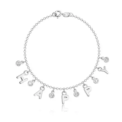 925 ezüst karkötő - betűkből kirakott 