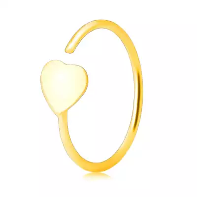 14K sárga arany piercing – egy lapos szívben végződő gyűrű kontúr