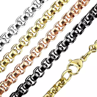 Szögletes acél lánc – szorosan összekapcsolt ovális láncszemek, fényes felület, 3,5 mm - Szín: Fekete 