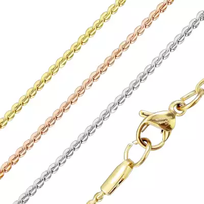 Lánc sebészeti acélból – fényes elemek tekeredő mintával - Szín: Arany