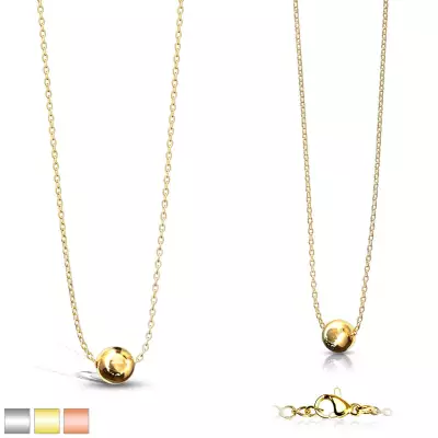 Nyaklánc rozsdamentes acélból - fényes gyöngy, PVD bevonat technológia, homár karom zár - Szín: Ezüst