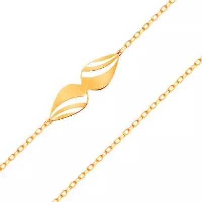 Karkötő 14K sárga aranyból - vékony lánc, masni kivágott könnycseppekből