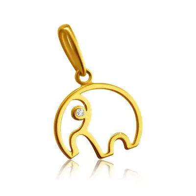 Gyémánt medál 14K sárga aranyból - egy elefánt körvonal, tiszta briliáns