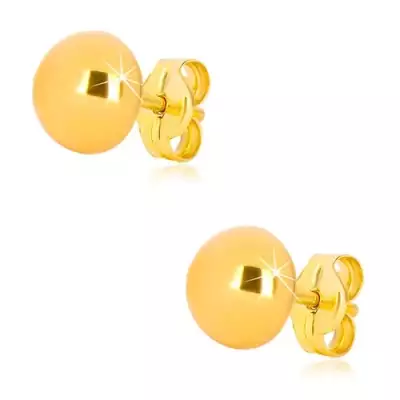 375 sárga arany fülbevaló, egyszerű félgömb, tükörfényes felület, 7 mm