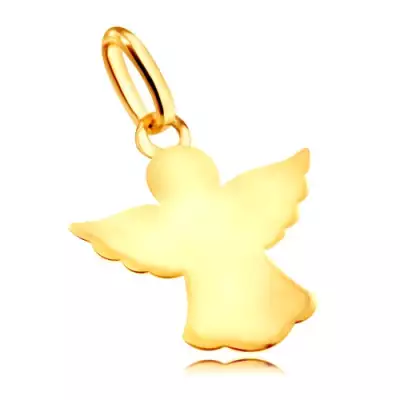 Fényes 585 arany medál - angyal kivágott kitárt szárnyakkal és ruhával