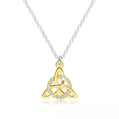 925 ezüst nyaklánc - kelta Triquetra szimbólum arany színben cirkóniás karikával