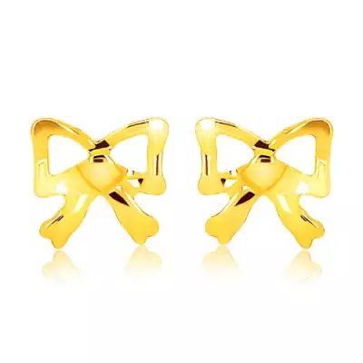 Arany fülbevaló 9K faragott masnival