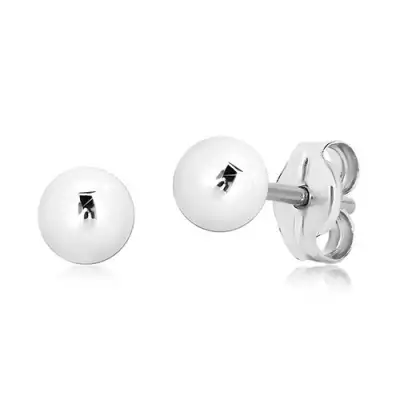 375 fehér arany fülbevaló - egyszerű tükörfényes golyó, 4 mm