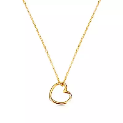 375 sárga arany nyaklánc - szív körvonal, vékony nyaklánc