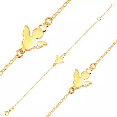 9K arany karkötő - angyal sziluett dicsfénnyel és átlátszó cirkóniával a szárnyán