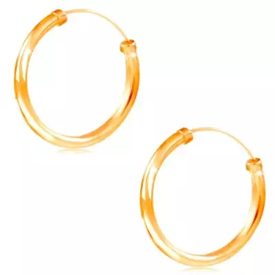 14K sárga arany fülbevaló - karika fényes sima felülettel, 20 mm