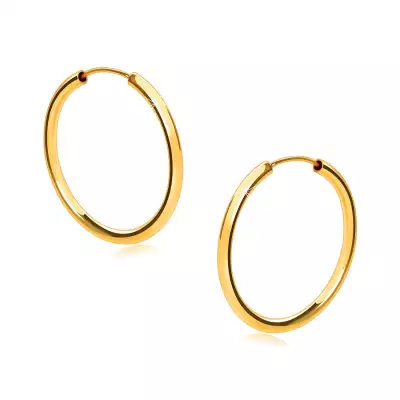 Arany karika fülbevaló 14K aranyból - lekerekített vállak, sima és fényes felület, 18 mm