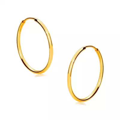 Arany karika fülbevalók 9K aranyból - vékony, lekerekített vállak, fényes felület, 17 mm