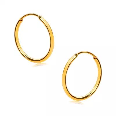 Fülbevaló sárga 375 aranyból - finom karika, fényes, lekerekített felület, 12 mm