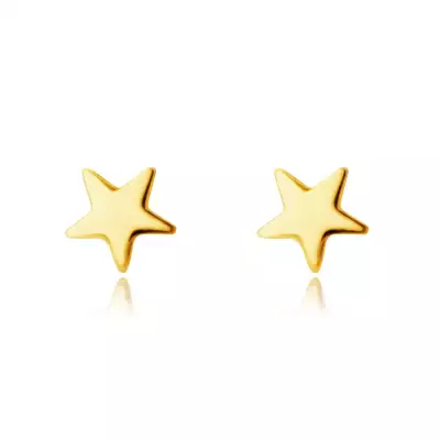 Fülbevaló 9K sárga aranyból - ötágú csillag, sima fényes felület,stekker zár