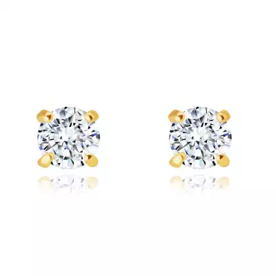 Fülbevaló 9K aranyból - csillogó, kerek, tiszta cirkónia foglalatban, 3 mm,stekker zár