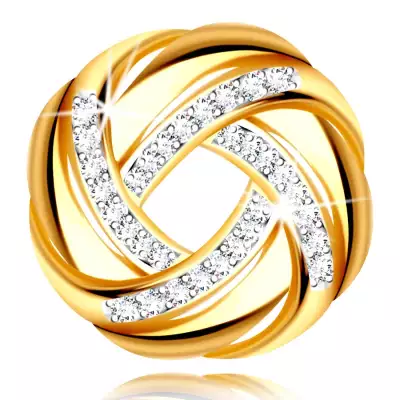 Medál 9K kombinált aranyból – fonat apró átlátszó cirkóniákkal és egy csillogó vonallal