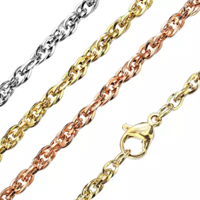 Lánc sebészeti acélból – kettős ovális fényes láncszemek, 1,8 mm - Szín: Arany