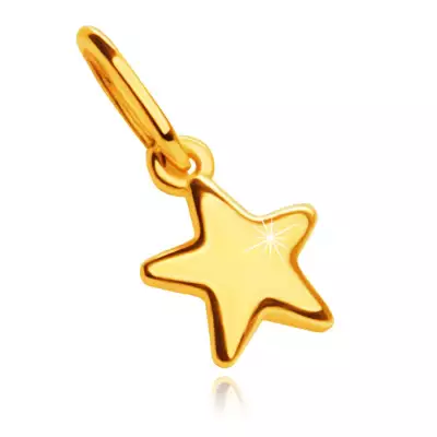 14K sárga arany medál - kis fényes, ötágú csillag, 5 mm