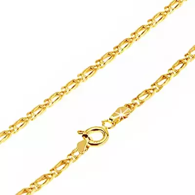 Arany nyaklánc - két hajlíott egymást keresztező szem, magas fény, 500 mm