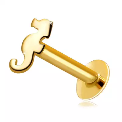 14K sárga arany áll és ajak piercing - csikóhal motívummal