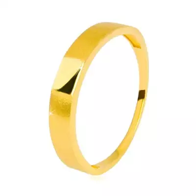 14K arany gyűrű -  középen fényes téglalap, vállak szatén felülettel, 3,5 mm - Nagyság_ 64