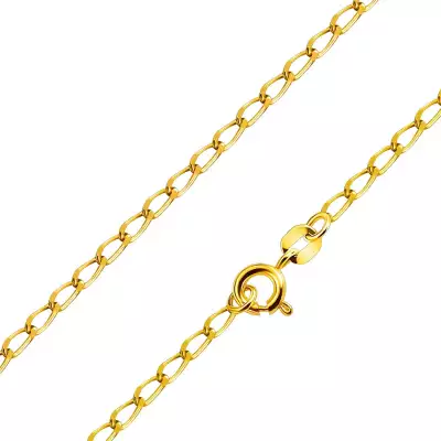 9K sárga arany lánc - sima, lekerekített ovális láncszemek, 500 mm