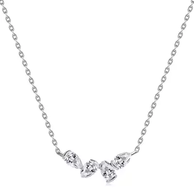 375 fehér arany nyaklánc   - íves könnycsepp vonal tiszta cirkóniákkal