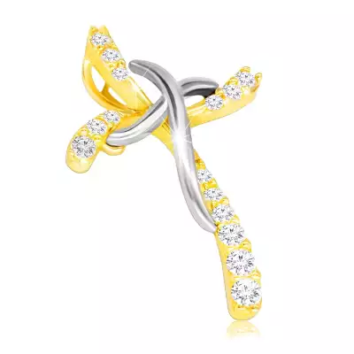 Gyémánt medál kombinált 14K aranyból - kereszt ,briliánsokkal kirakva