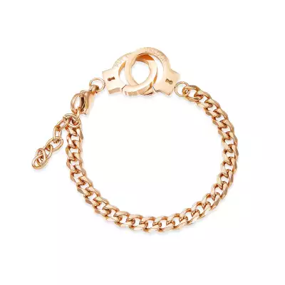 Acél karkötő réz árnyalatban - összekapcsolt bilincs 