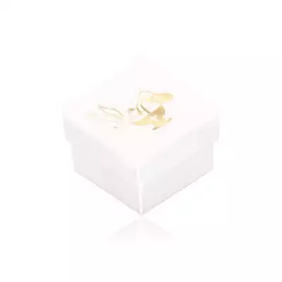 Fehér színű ajándékdobozka, arany galamb, kehely és korsó