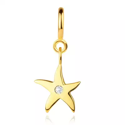 14K arany medál karkötőhöz – tengeri csillag átlátszó cirkóniával, rugós gyűrűvel