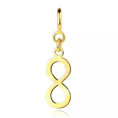 585 arany medál karkötőhöz – fényes végtelen szimbólum, rugós gyűrű