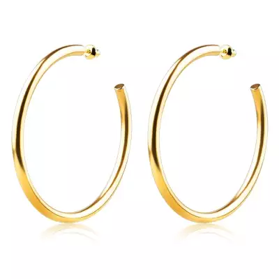 316L acél fülbevaló - egyszerű, nagy karikák arany színben, 63 mm