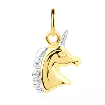 585 Kombinált arany medál - fényes egyszarvú fej