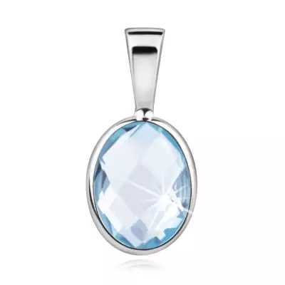 Medál 14K fehér aranyból - oválovalék topázzal