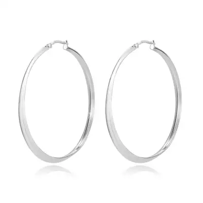 925 ezüst fülbevaló - keresztezett sima karika, francia zár, 50 mm