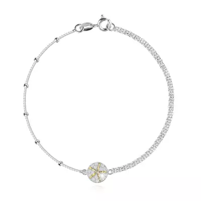 925 ezüst dupla karkötő - arany színű tengeri csillag, kör, átlátszó cirkóniák