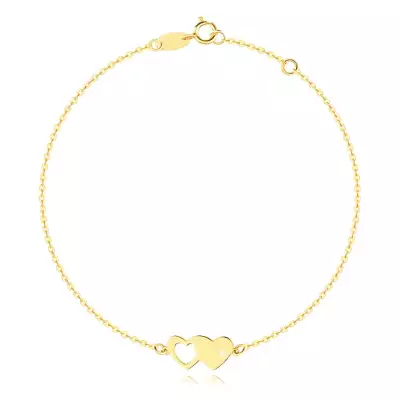 585 Arany karkötő – szív körvonal, tömör szívvel összeillesztve