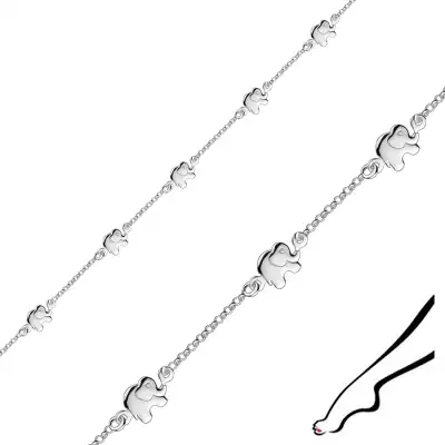 Állítható 925 ezüst bokalánc- elefánt alakú díszekkel