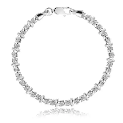 925 ezüst karkötő - lapos ovális láncszemek, összefonódó láncszemek, vékony láncszemek