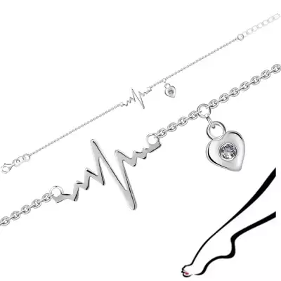 925 ezüst bokalánc - szívverés, szív, átlátszó cirkóniával