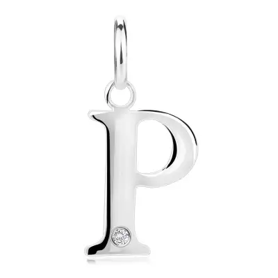 Gyémánt medál 925 ezüstből – nagy P betűvel, kerek briliáns