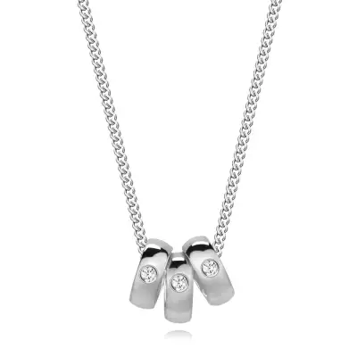 Gyémánt nyaklánc 925 ezüstből - három gyűrű átlátszó briliánsokkal