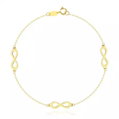 585 sárga arany karkötő - lapos végtelen szimbólum, finom láncon