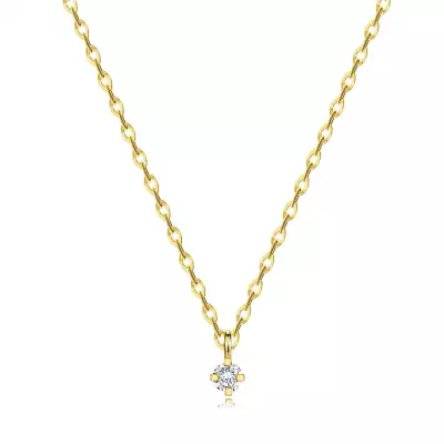 585 sárga arany gyémánt nyaklánc- kerek briliáns tartóban