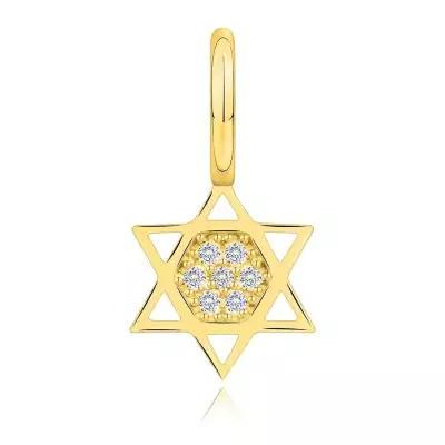 14K sárga arany medál - Dávid-csillag cirkóniákkal a közepén