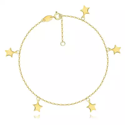 375 sárga arany karkötő- szimmetrikus csillag sziluettek, ovális láncszemekkel 