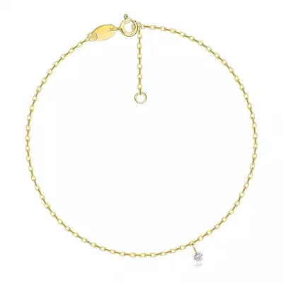 Gyémánt karkötő 14K sárga aranyból – átlátszó kerek briliáns, ovális láncszemekkel 